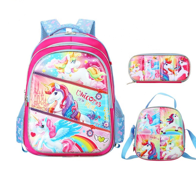 Ensemble de sac à dos scolaire 3 en 1 pour enfants avec sac à lunch et étui à crayons