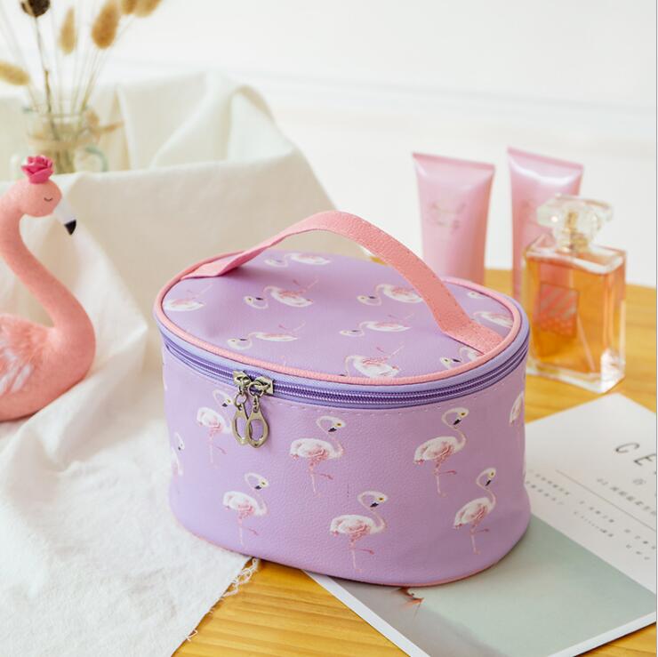 Cylindre PU Cosmétique Trousse Organisateur de Trousse de Toilette pour Filles
