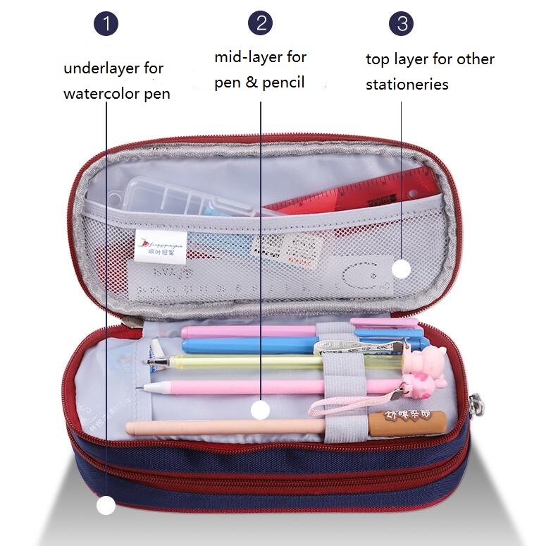 Sac crayon de polyester mode 3 couches de mode