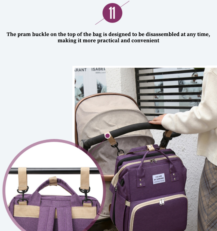 Sac &agrave; dos de sac &agrave; couches avec crochet de poussette