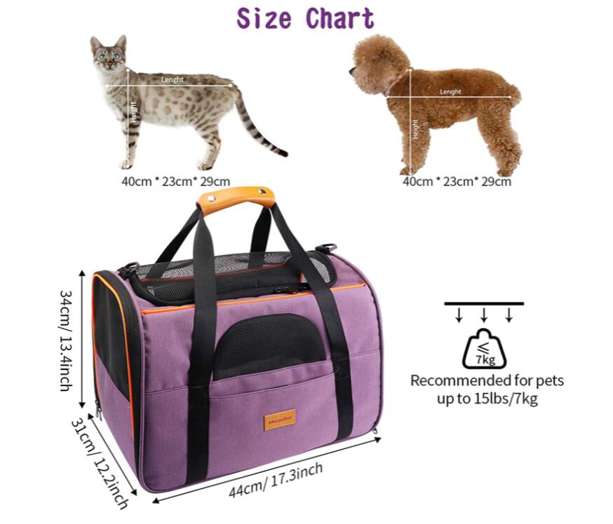 Sac support pour animaux de compagnie Purple Couleur Taille