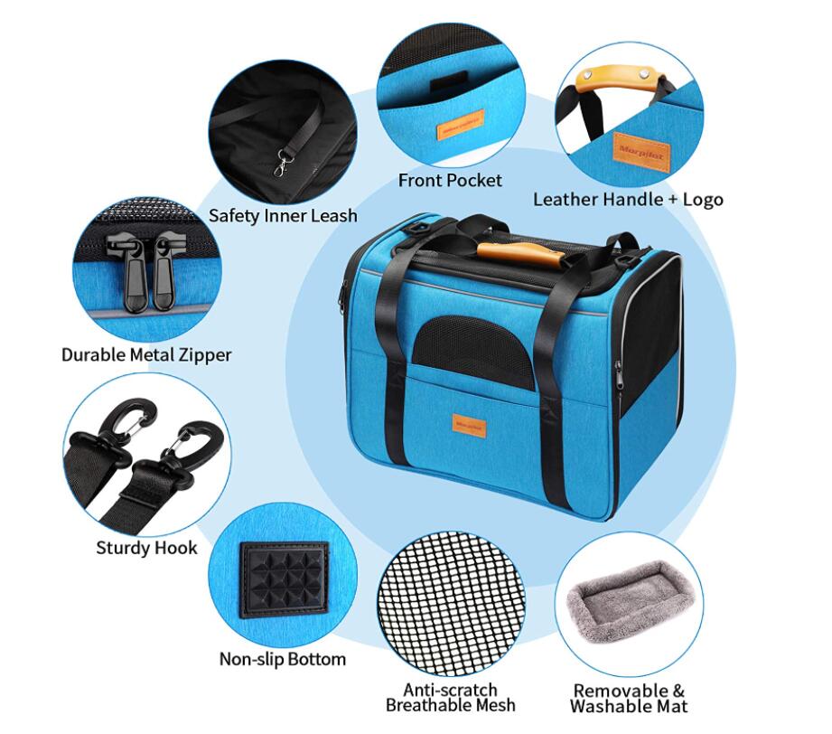 Sac de transport animal de compagnie couleur bleue