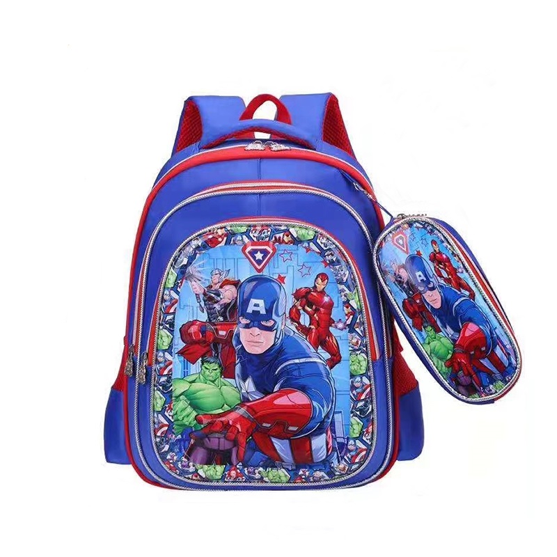 Sac à dos d'école de dessin animé 3D avec étui à crayons