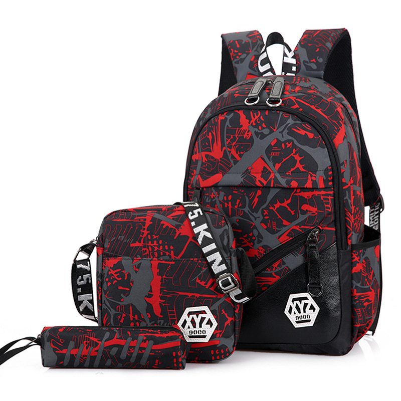 Ensemble de sac à dos mode 3pcs avec port de charge USB pour collège