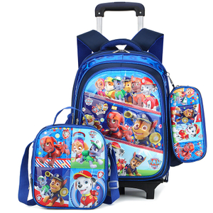 Ensemble de sac à dos scolaire à roulettes de dessin animé 3D pour l'école primaire