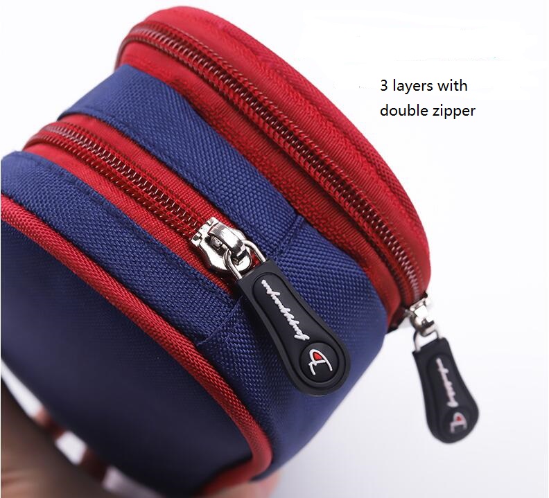 Sac crayon polyester de mode avec double fermeture &agrave; glissi&egrave;re