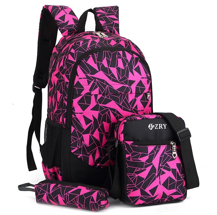 Ensemble de sac à dos mode 3pcs avec port de charge USB pour collège
