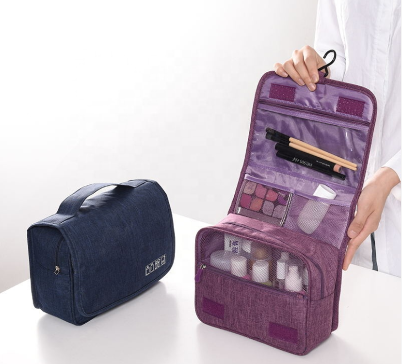 Organisateur de trousse de toilette de voyage portable avec crochet de suspension pour femme
