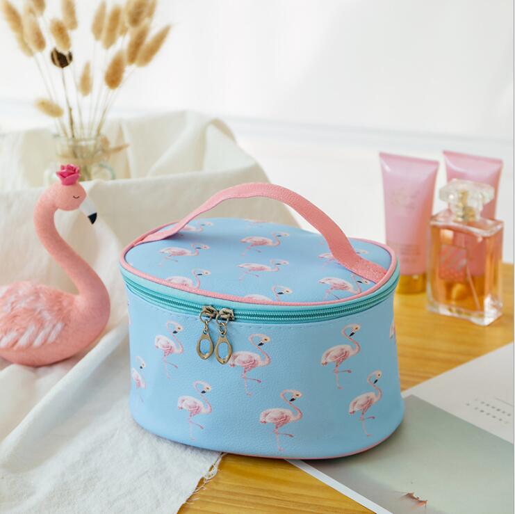 Cylindre PU Cosmétique Trousse Organisateur de Trousse de Toilette pour Filles