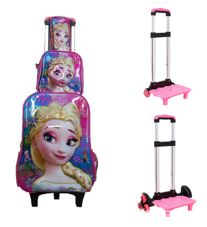 Commerce de gros Kids 3pcs 3D Trolley School Bag Set pour l'école primaire