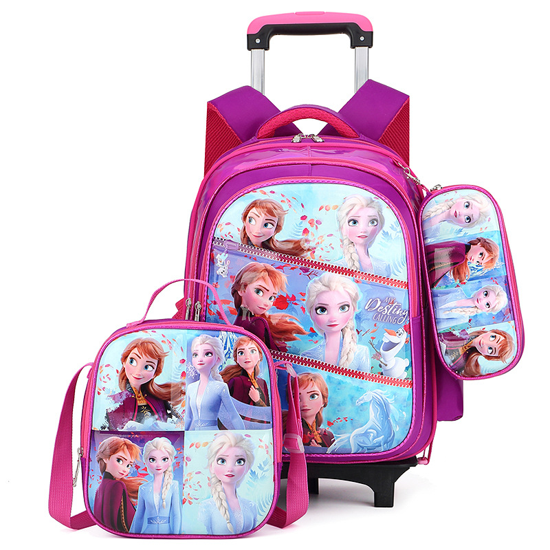 Couleur pourpre congel&eacute;e de sac &agrave; dos &agrave; sacs &agrave; dos d'&eacute;cole de trolley 3D pour les filles