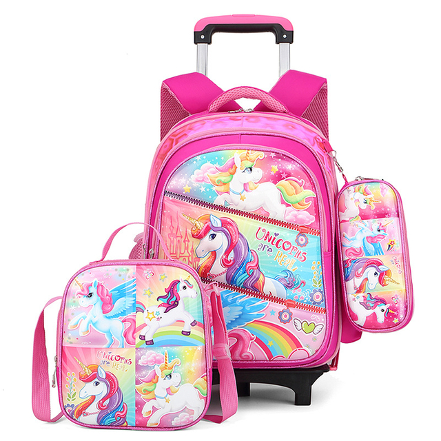 Ensemble de sac à dos d'école de chariot de dessin animé 3 en 1 3D pour l'école primaire