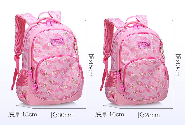 Taille du sac d'&eacute;cole de filles