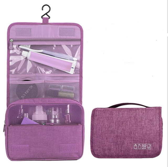 Organisateur de trousse de toilette de voyage portable avec crochet de suspension pour femme