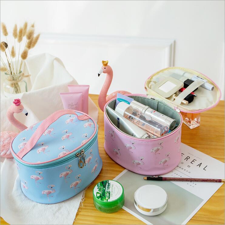 Cylindre PU Cosmétique Trousse Organisateur de Trousse de Toilette pour Filles