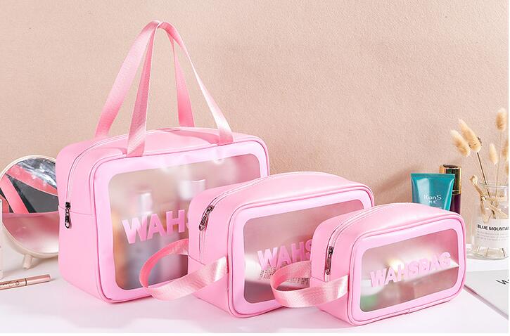 Trousse de toilette cosmétique en PVC transparent imperméable pour le voyage