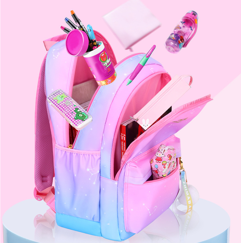 Sac à dos d'école de couleur dégradé léger pour collégiennes