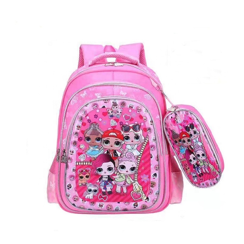 Sac &eacute;cole de dessin anim&eacute; avec bo&icirc;te &agrave; crayons