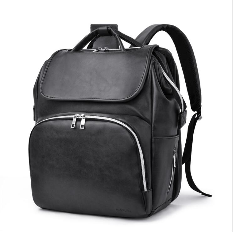 Sac à dos à couches multifonctionnel en cuir PU élégant avec lit bébé