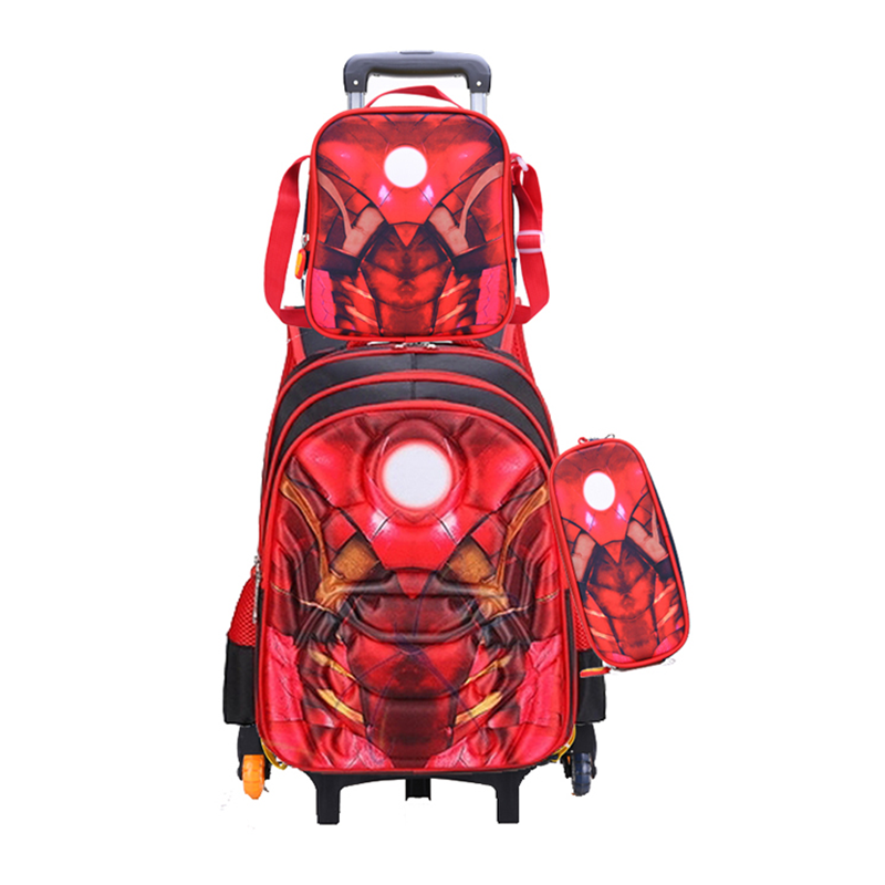 Commerce de gros Kids 3pcs 3D Trolley School Bag Set pour l'école primaire