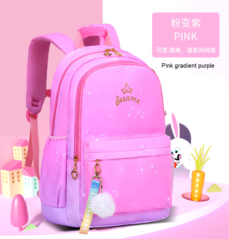 Sac à dos d'école de couleur dégradé léger pour collégiennes
