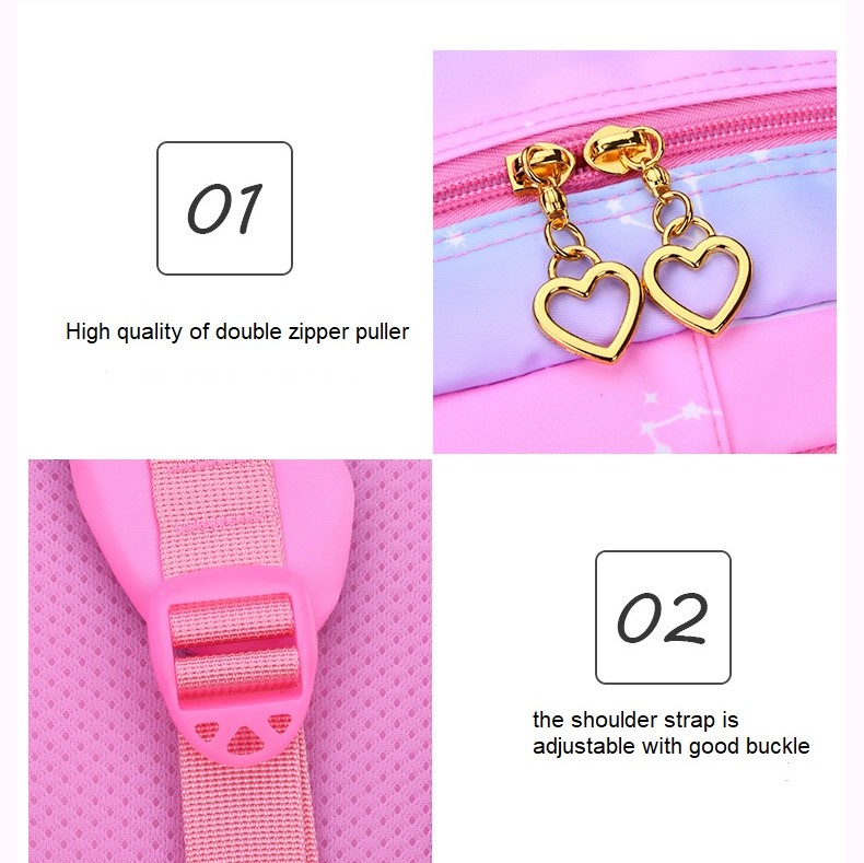 Double fermeture &agrave; glissi&egrave;re de couleur sup&eacute;rieure de sac &agrave; dos scolaire pour les filles