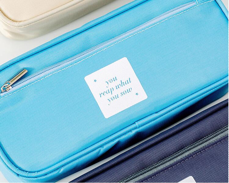 logo personnalis&eacute; deux couches bo&icirc;te &agrave; crayons en toile pour &eacute;tudiant