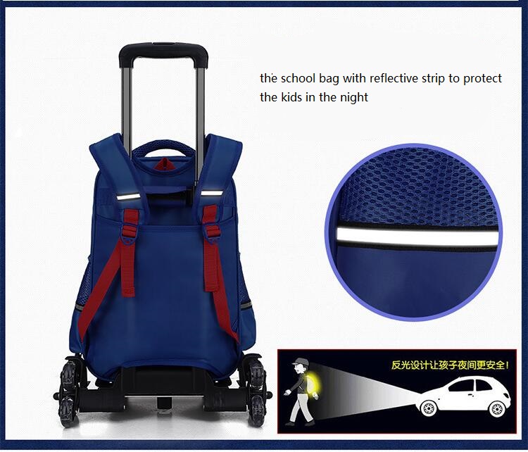 Sac &eacute;cole roulant avec bande r&eacute;fl&eacute;chissante