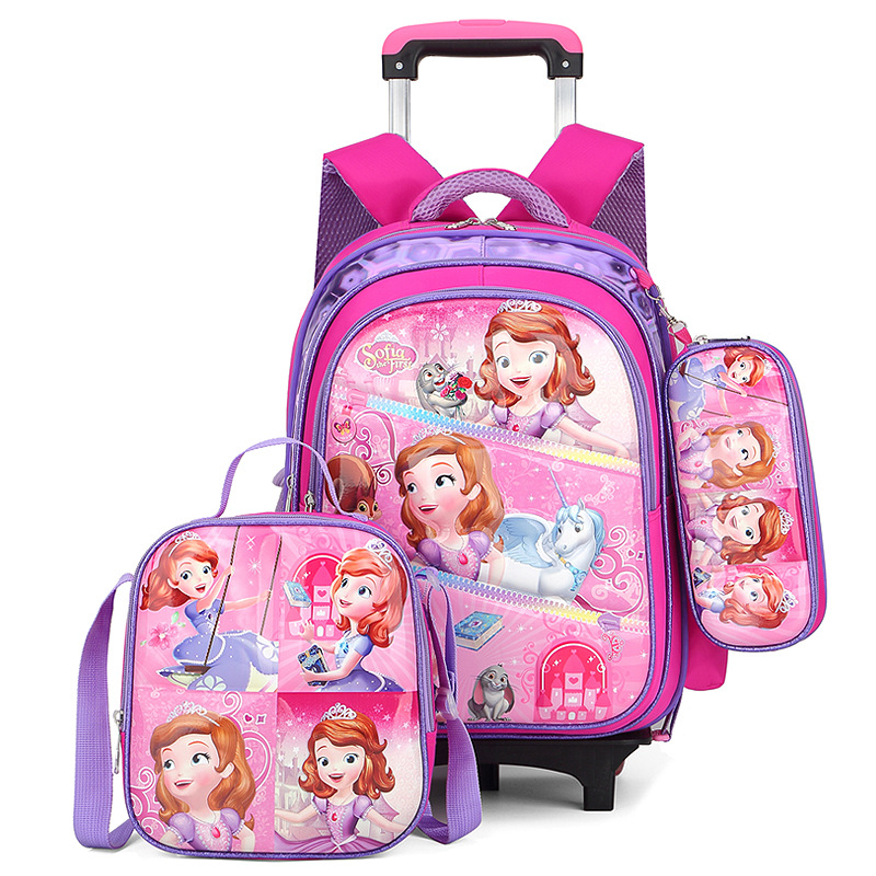 Ensemble de sac à dos d'école de chariot de dessin animé 3 en 1 3D pour l'école primaire
