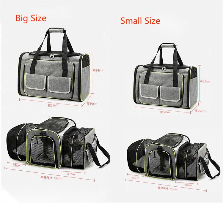 Taille du sac de transporteur pour animaux de compagnie
