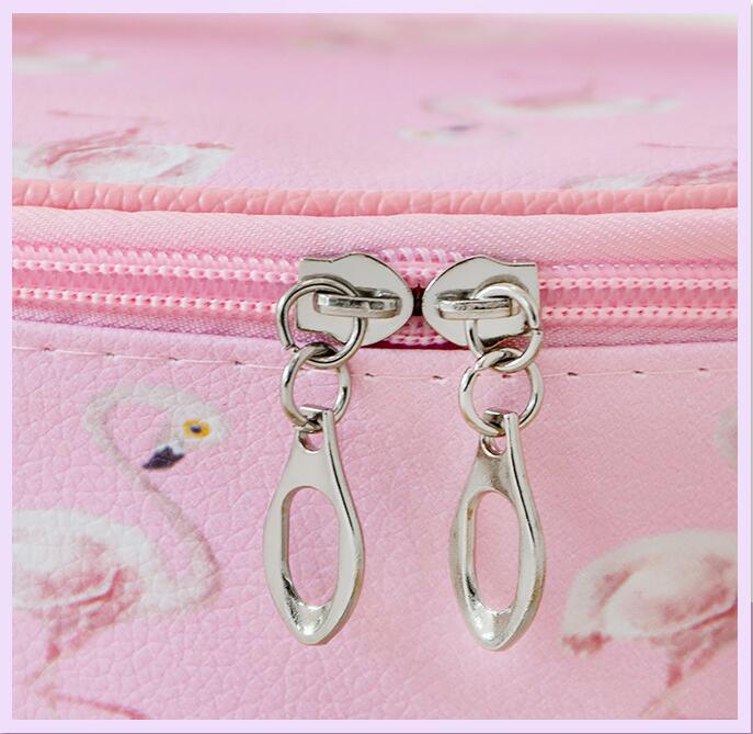 Coque cosm&eacute;tique PU avec double fermeture &agrave; glissi&egrave;re