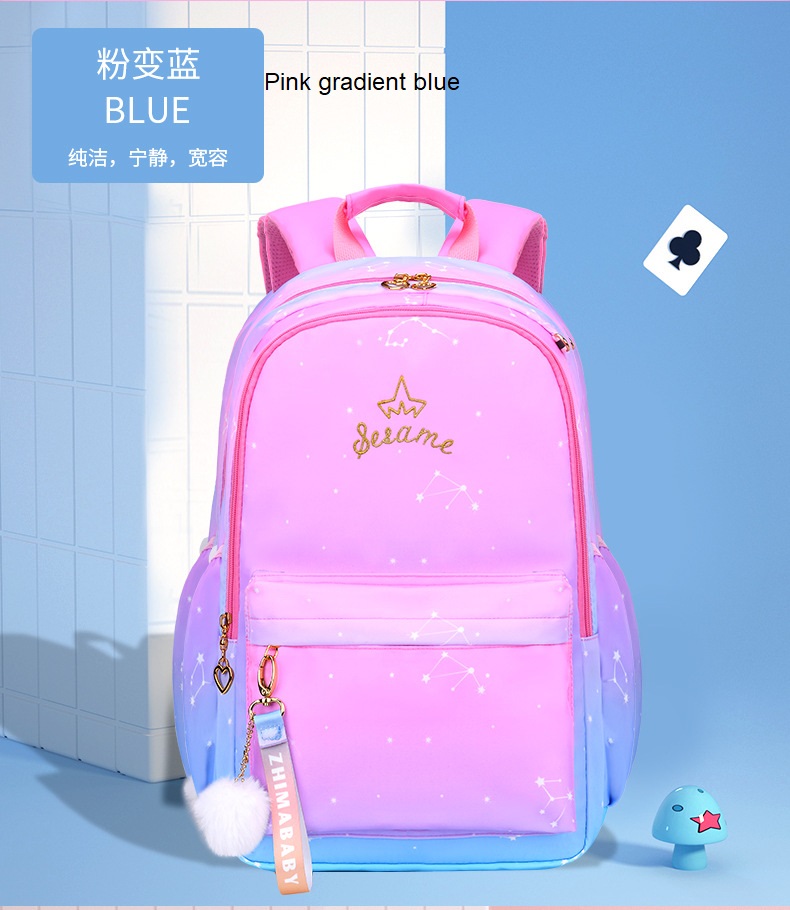 Sac à dos d'école de couleur dégradé léger pour collégiennes