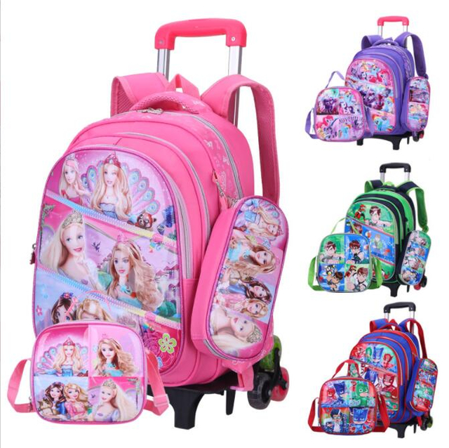 Commerce de gros Kids 3pcs 3D Trolley School Bag Set pour l'école primaire