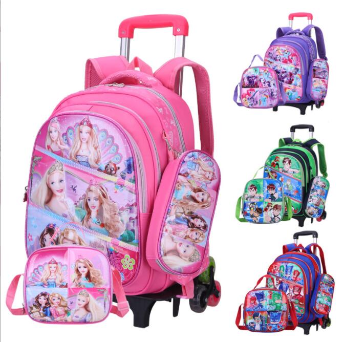 Commerce de gros Kids 3pcs 3D Trolley School Bag Set pour l'école primaire