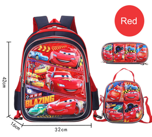 3 en 1 Student Bookbag Schoolbag Set pour primaire garçons filles avec sac à lunch et étui à crayons