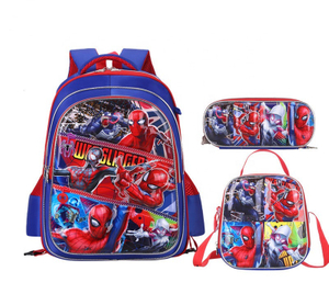 Ensemble de sac d'école 3 en 1 pour enfants Ensemble de sac à dos 3D avec sac à lunch et étui à crayons