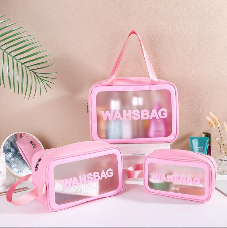 Sac de lavage cosm&eacute;tique pour femmes PVC rose