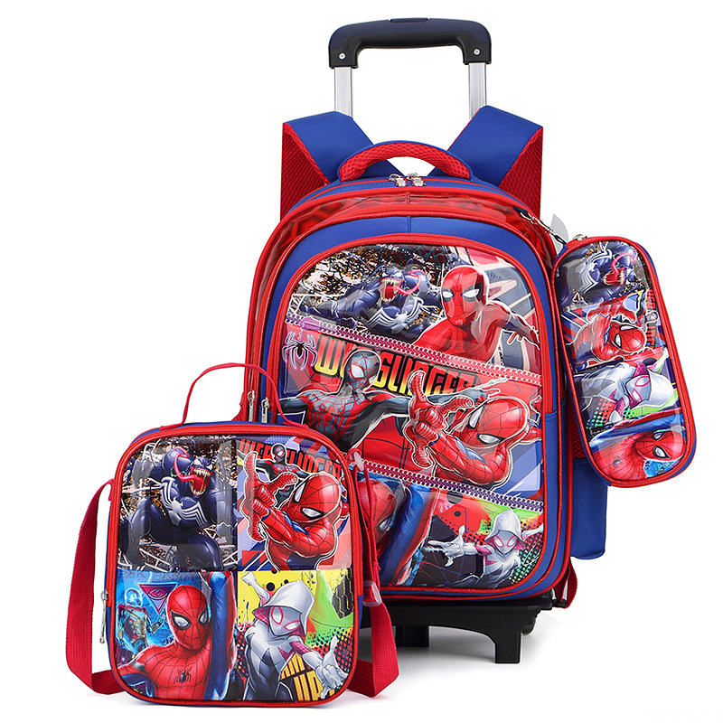 SPIDEMOM ROUGE COUCHE 3PCS Sac &agrave; dos Sac &agrave; dos School 3D Tolley School pour gar&ccedil;ons
