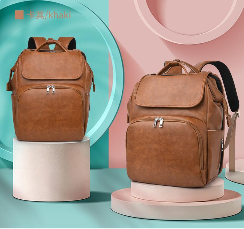 Sac &agrave; dos de sac de maman en cuir Kakki PU