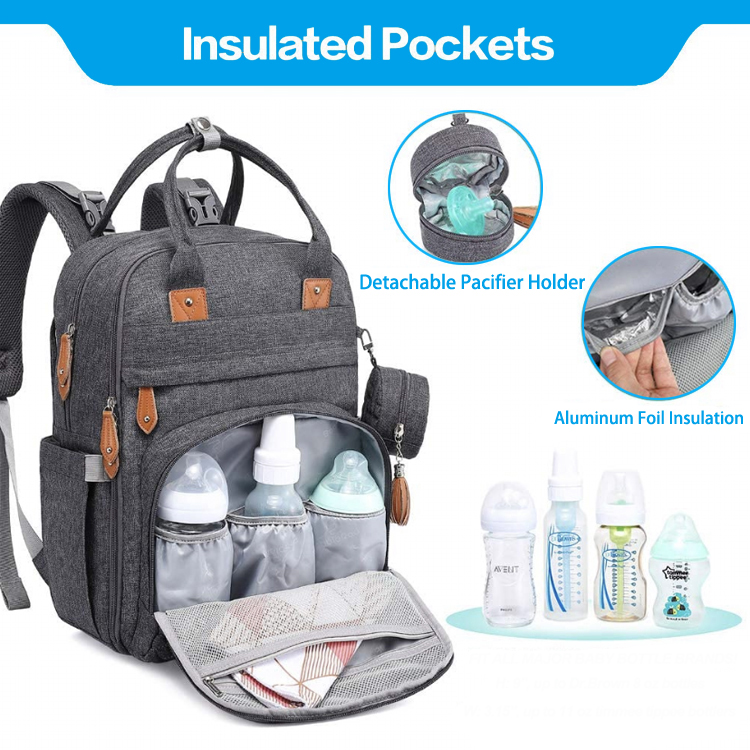 Sac à dos à couches pour bébé extensible avec matelas à langer