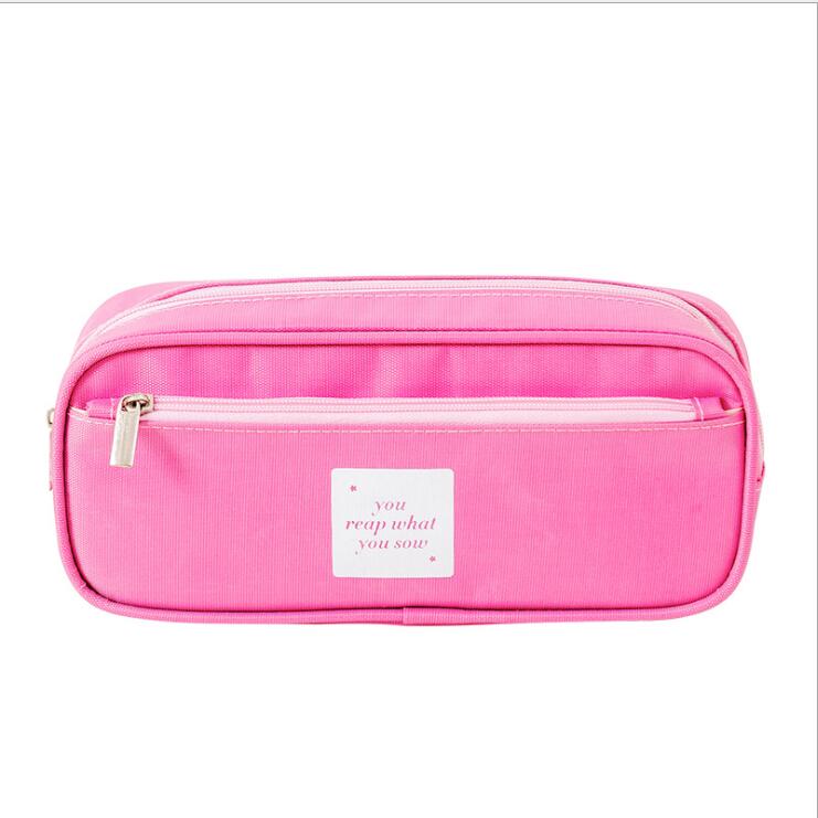 Pink of Dw Deux couches Sac de papeterie &agrave; crayons pour l'&eacute;tudiant