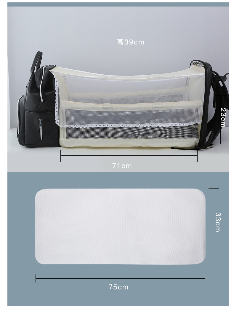 Sac &agrave; dos de sac de maman en cuir PU avec lit b&eacute;b&eacute;