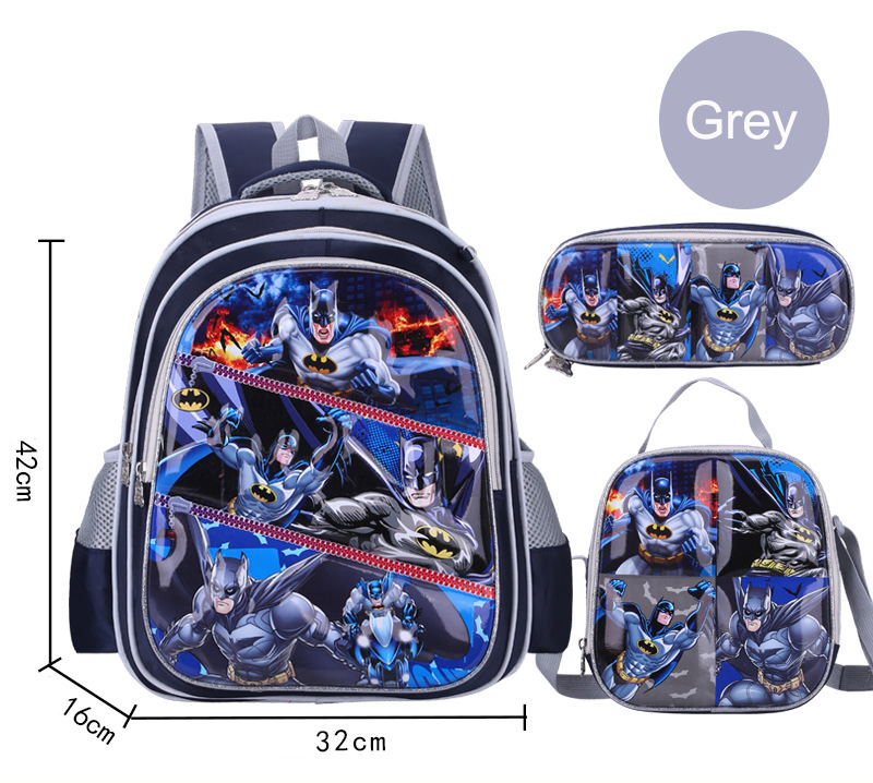 3 en 1 Student Bookbag Schoolbag Set pour primaire garçons filles avec sac à lunch et étui à crayons
