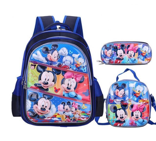 Ensemble de sac d'école 3 en 1 pour enfants Ensemble de sac à dos 3D avec sac à lunch et étui à crayons