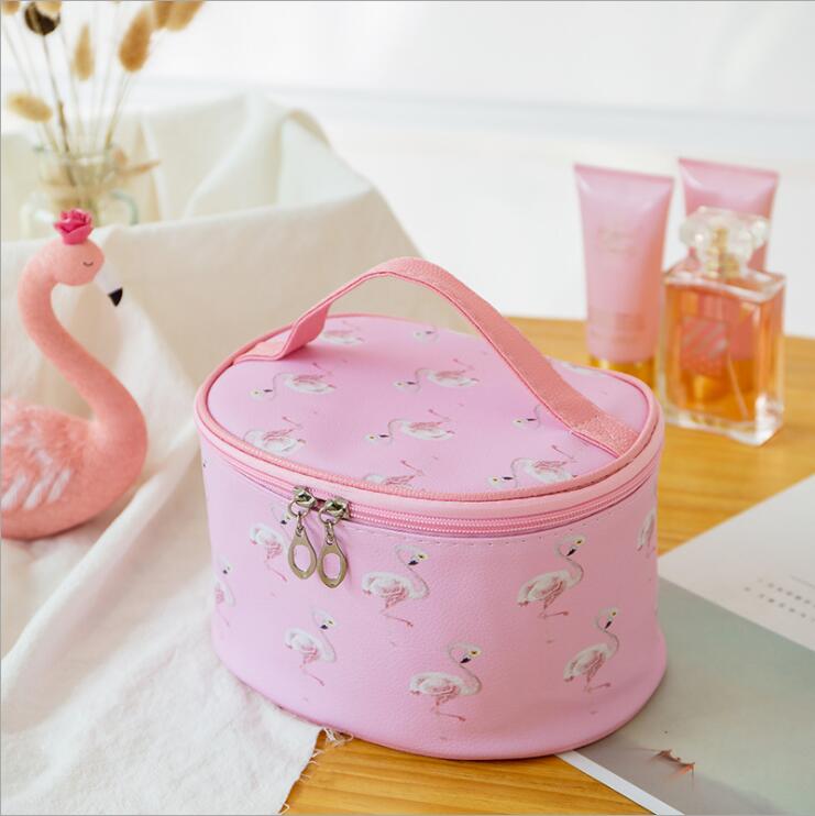 Cylindre PU Cosmétique Trousse Organisateur de Trousse de Toilette pour Filles