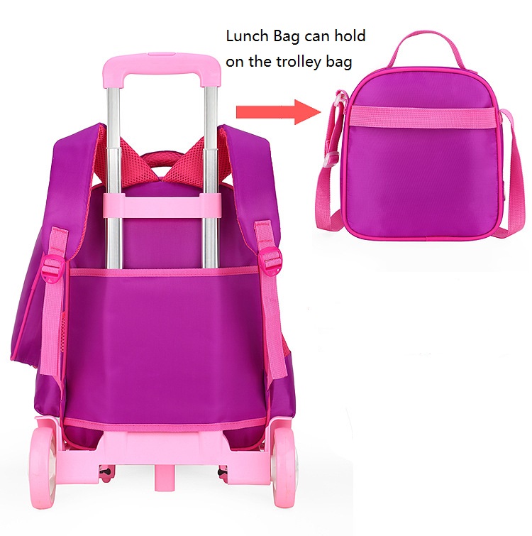 C&ocirc;t&eacute; arri&egrave;re de l'ensemble de sacs d'&eacute;cole de trolley 3D