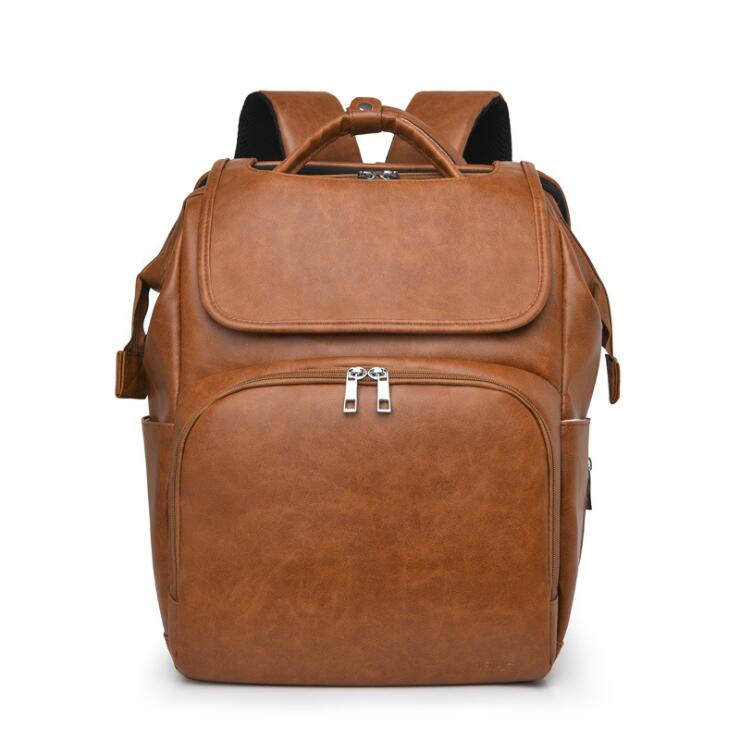 Sac à dos à couches multifonctionnel en cuir PU élégant avec lit bébé
