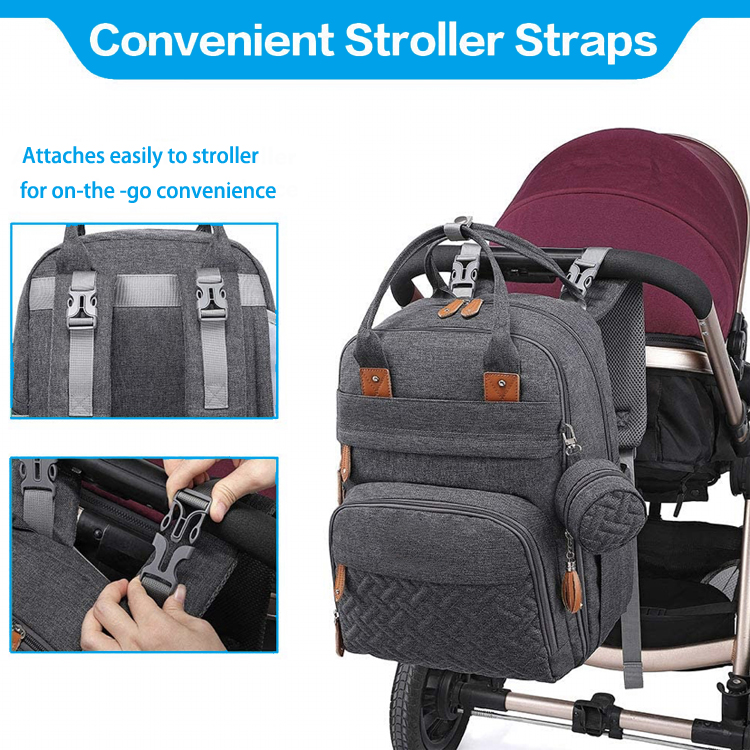 Sac &agrave; dos de couche avec sangle de poussette